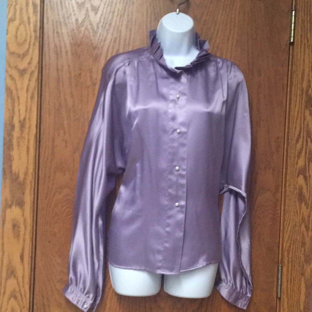 Vintage Satin Feel La Vogue Lavender Blouse